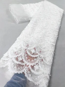 Африканская кружевная ткань 2023 Высококачественное кружево Dry Brode из Гвинейского бисера, Нигерийские Французские блестки, кружевная ткань для свадебного платья