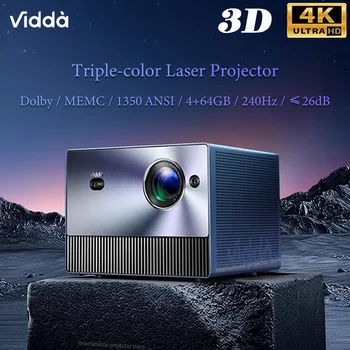 Vidda C1 4K Ultra HD Лазерный Проектор Трехцветный 1350ANSI Android Wifi Домашний Кинотеатр с Низкой Задержкой 12 мс и Частотой 240 Гц Видео 3D Луч