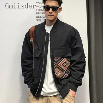 Японская городская бейсбольная куртка, мужская осенняя модная красивая уличная куртка-бомбер с капюшоном, Винтажный эстетичный топ Унисекс