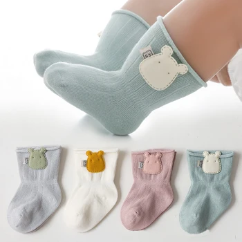 4 пары / комплект детских носков, хлопковые дышащие весенне-летние носки для детей, носки для малышей, удобные мягкие носки для животных Оптом