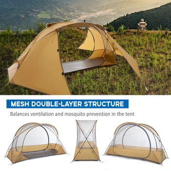 Складная кровать на 1 человека, Альпинистская походная палатка с приподнятой платформой, Двухслойное походное укрытие на открытом воздухе для путешествий на 4 сезона