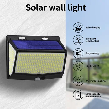 Солнечный свет, датчик движения, наружное освещение, датчик движения, настенный светильник для внутреннего дворика, работающий на солнечной энергии, уличный ландшафтный светильник для внутреннего двора