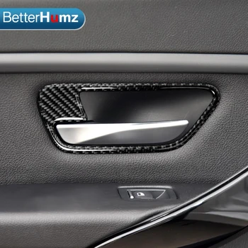 Отделка внутренней дверной ручки автомобиля из углеродного волокна, наклейки на дверную чашу, украшения для BMW F30 3 серии 3GT 2013-2018 аксессуары