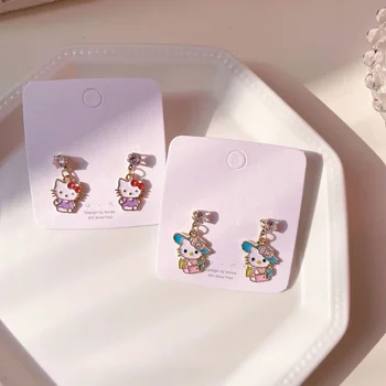 Каваи Санрио Аниме Kuromi Hello Kitty Cinnamoroll Милая мультяшная серьга-гвоздик Простые милые сережки Милые вещицы для девочек