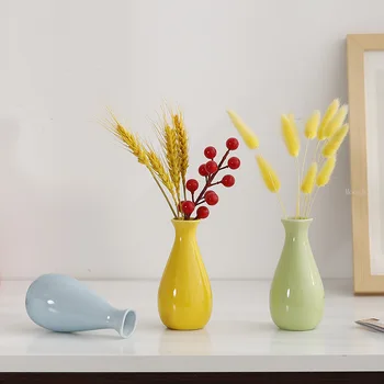 Креативная керамическая маленькая ваза для цветов в стиле Ins, украшение рабочего стола в домашней спальне, мини-украшения из сухих цветов