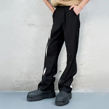Мужские плиссированные брюки в американском стиле, повседневные Свободные прямые брюки из драпа, мужская одежда