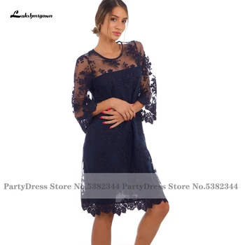 Lakshmigown Темно-синее платье большого размера, женские свадебные наряды 2022, винтажное кружевное платье для матери невесты /жениха с рукавами