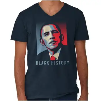 Черные Исторические Винтажные Футболки Barack Obama BLM Hope С V-образным вырезом, Футболки для Мужчин И Женщин