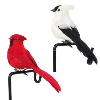 12 штук искусственных красных птиц с перьями на клипсах, искусственная птица из пенопласта, Рождественские украшения, украшение для елки своими руками