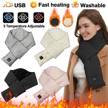 Электрический нагревательный шарф, Регулируемые грелки для шеи с 3 передачами, USB-обогреватель, Тепловая шаль, уличная зимняя грелка для шеи для женщин и мужчин