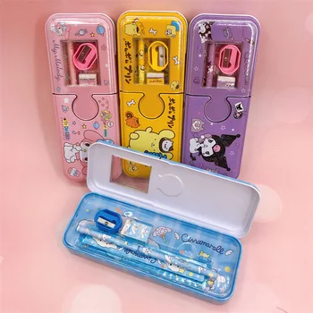 Набор канцелярских принадлежностей Sanrio Cartoon Металлическая канцелярская коробка Пенал для детских обучающих канцелярских принадлежностей Подарочная коробка Подарочные призы