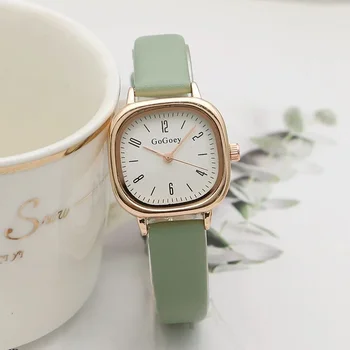 Повседневные наручные часы с квадратным кварцевым цифровым мини-циферблатом в стиле ретро, кожаный ремешок, модные часы, водонепроницаемые наручные часы для женщин