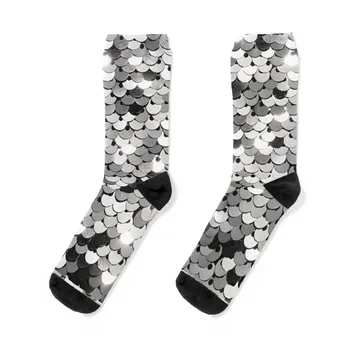 Блестящие серебряные и черные носки с пайетками, зимние термоноски, носки для гольфа, летние женские носки, мужские носки