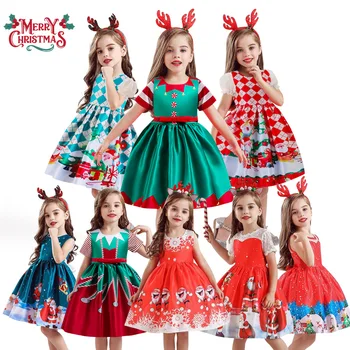 Рождественские платья для девочек 3-10 лет, одежда принцессы для маленьких девочек, детские праздничные наряды для косплея, детские новогодние рождественские платья