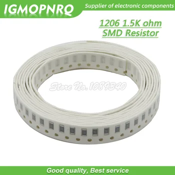 100ШТ 1206 SMD Резистор 1% сопротивление сопротивление 1.5K 1K5 Ом чип-резистор 0.25 Вт 1/4 Вт 152 IGMOPNRQ