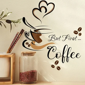 Креативные наклейки на стену с рисунком кофейной чашки, декор кафе, кухни, бара, художественное оформление кабинета, английское украшение дома, самоклеящиеся обои