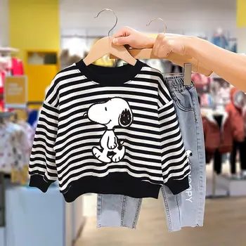 Свитер для девочек и мальчиков Snoopy, детское хлопковое пальто с длинными рукавами из милого мультфильма 2022 года, весенне-осеннее пальто с длинными рукавами