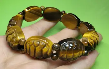 Натуральный Желтый Тигровый Глаз Бусины из панциря Черепахи Эластичный браслет-Амулет