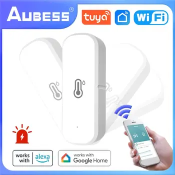 Aubess Tuya WiFi Датчик температуры и влажности Умный Дом Голосовое управление Работа с Alexa Google Assistant