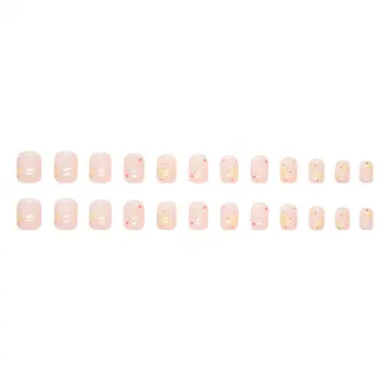 Розовый Сладкий полупрозрачный маникюр с защитой от царапин, женские носимые ногти для девочек, ежедневное украшение пальцев