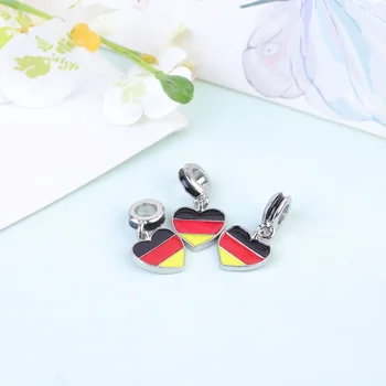 10 Талисманов с флагом Германии, подвеска в форме сердца, бусины с флагом Германии для самостоятельного изготовления ювелирных изделий из ожерелья и браслета