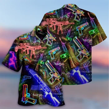 2023 Мужская Гавайская рубашка Музыкальная Harajuku Супер Большая Рубашка Крутая Модная Пляжная Футболка С Коротким Рукавом И Принтом, Мужская Одежда