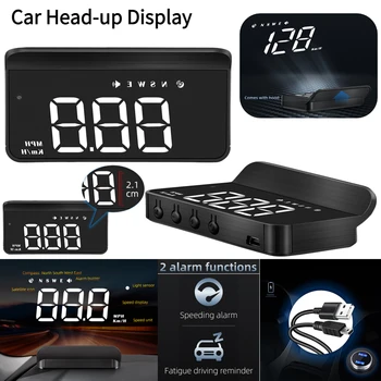 Беспроводной автомобильный HUD-дисплей, спидометр на лобовом стекле, большой шрифт, цифровой GPS-спидометр, автомобильные гаджеты, автомобильные аксессуары