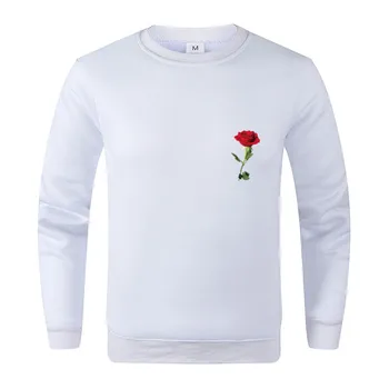 Весна-осень 2021, Новый пуловер, мужская минималистичная спортивная одежда с круглым вырезом и принтом розы с длинными рукавами, флис, теплый повседневный бархат