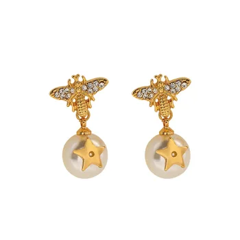 Серьги с жемчугом Star Bee, набор серебряных игл премиум-класса с драгоценными камнями, легкие роскошные модные изысканные серьги-сережки