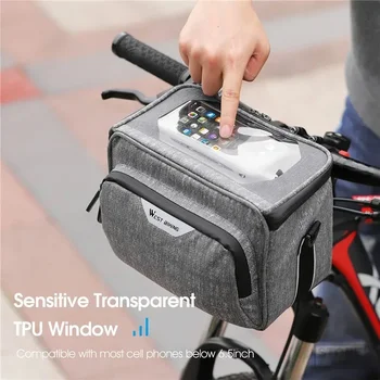 WEST BIKING Многофункциональная сумка на руль велосипеда, велосипедные сумки для телефонов с сенсорным экраном, дорожная сумка через плечо, аксессуары для шоссейных велосипедов MTB