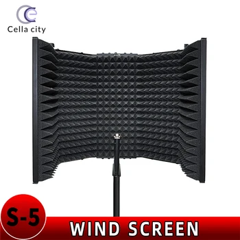 Изолирующий экран для микрофона CELLA CITY, 5 панелей, Ветрозащитный экран S5, Многослойная акустическая панель для студии звукозаписи с шумоподавлением