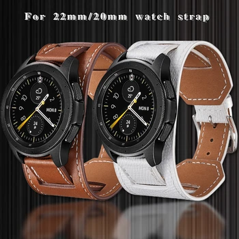 22 мм 20 мм Кожаный ремешок для Samsung Galaxy watch 3 Gear S3 Amazfit GTR Высококачественный браслет для Huawei watch GT2/3 4 pro