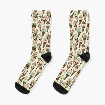 пикантные носки с татуировкой в виде мороженого, чулки, хлопковые носки с принтом Для женщин, мужские носки