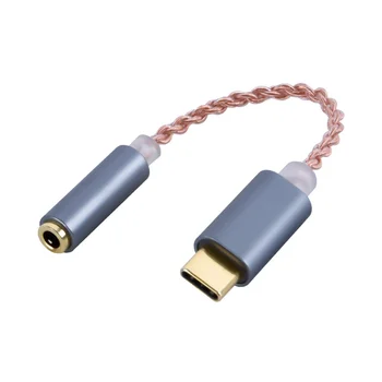 Усилитель для наушников HIFI DAC USB Type C до аудиоадаптера для наушников 3,5 мм 32-битный цифровой декодер 384 кГц AUX Конвертер Серый