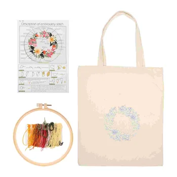 1 Комплект Холщовой Сумки DIY Embroidery Kit Для Начинающих Набор Для Вышивания Сумки Craft Making Kit