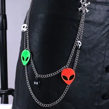 Двухслойные панк-брюки С металлическими Кольцами В популярной Подвеске Alien Halloween