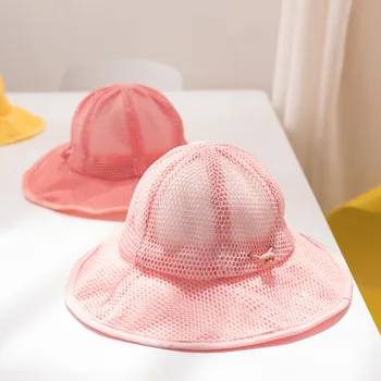 Детская шляпа летняя сетчатая крутая кепка с козырьком для мальчиков и девочек, детская рыбацкая шляпа, складная кепка для бассейна, однотонные солнцезащитные сетчатые детские крутые кепки s