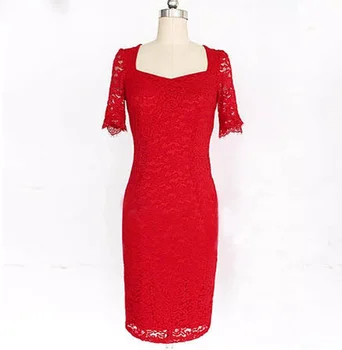 Распродажа! Летнее сексуальное красное кружевное платье, женские облегающие платья-карандаш, красное вечернее платье для выпускного вечера