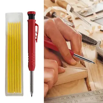 Твердый плотницкий карандаш 2,8 мм, встроенная точилка, графитовый Карандаш для разметки деревообработки с ручным управлением, для строительства