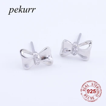 Pekurr Серьги-гвоздики из стерлингового серебра 925 пробы с 3D бабочкой и бантом для женщин, аксессуары, CZ, модные украшения для девочек и детей, Brincos, подарки