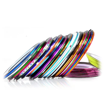 30шт, 30 разноцветных рулонов разноцветной ленты для наращивания ногтей, наклейка для украшения ногтей, сделай сам, для гель-лака для ногтей