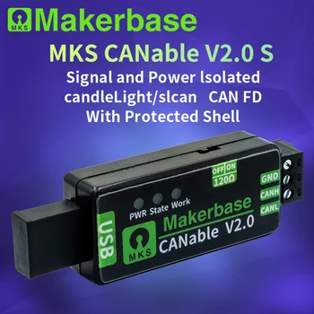 Makerbase CANable 2.0 SHELL USB to CAN адаптер, анализатор CANFD slcan, розетка, клиппер для свечей