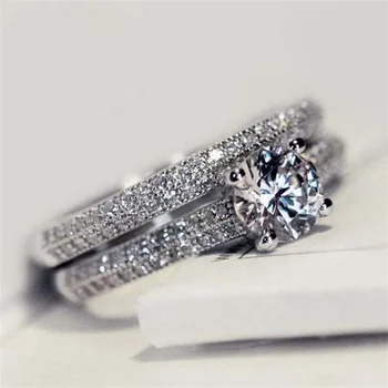 Обручальное кольцо для помолвки Элегантные кольца из розового золота серебристого цвета для женщин, модные украшения белого цвета с металлической инкрустацией