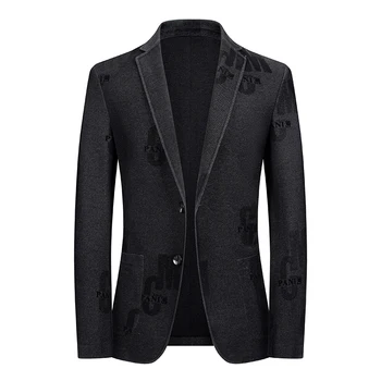 2023 Новая мужская мода для делового джентльмена Корейская версия Бесшовный простой блейзер для отдыха Slim Leisure Свадебный тренд High Dress Blazer