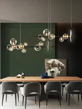 Современная светодиодная люстра из стеклянного пузыря в скандинавском стиле, лампа для столовой, Офисное освещение, Кухонный остров, украшение дома, подвесные светильники