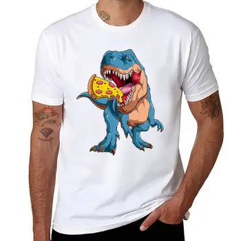 Новая футболка с динозавром, Поедающим Пиццу, Футболка для любителей пиццы Pizzasaurus T-Rex, футболка с коротким рукавом для мальчиков, футболки, Мужская одежда