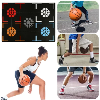 Нескользящий баскетбольный коврик для ног с напоминанием о точках, 2 мм Баскетбольное тренировочное оборудование для юношества, тренировки по управлению мячом для взрослых и детей