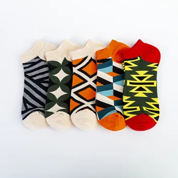 5 пар носков, новые носки-лодочки серии tangram, повседневные носки оптом, креативные красочные носки