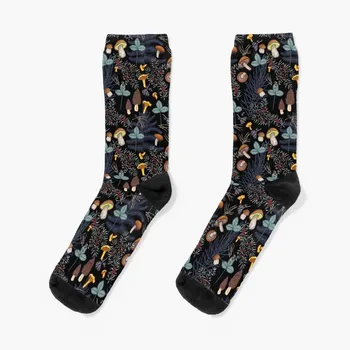 Носки с темными лесными грибами в стиле ретро, нескользящие носки для мальчиков для гольфа, женские