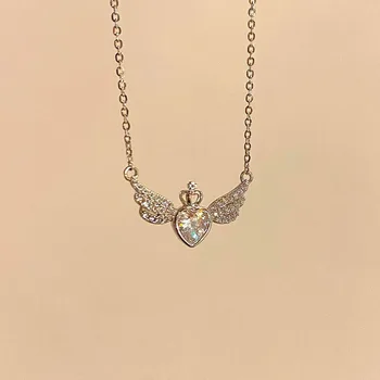 Модная цепочка на ключицу для женщины, ожерелье с любовью в виде сердца Ангела, легкий роскошный ювелирный подарок для подруги